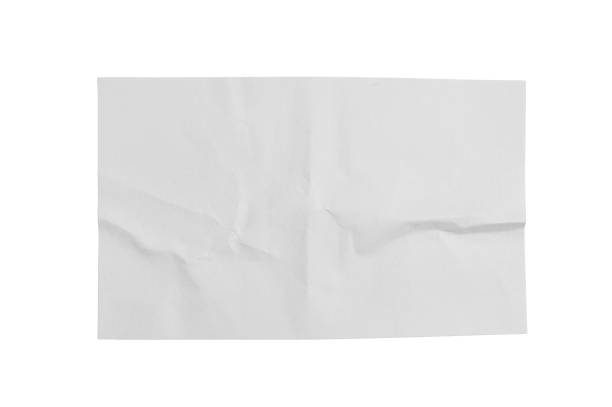 istock Crumpled white paper empty sticker poster mockup with glued texture, transparent background displaying graphic design concepts and creative messaging 2202090115