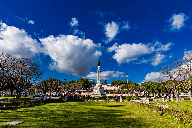 istock Monument to Afonso de Albuquerque stands majestically in Lisbon's beautiful park under a vibrant sky filled with clouds 2202093623