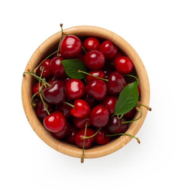 istock Bowl with ripe cherries isolated on white 2202093627