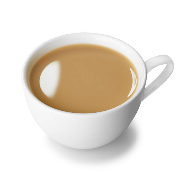 istock White ceramic cup containing tea or coffee with milk isolated on white background 2202094535