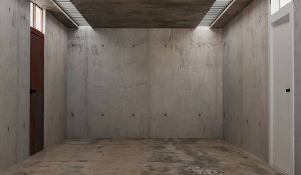 istock Empty room with cement wall, room with light and stains, old wall, 3d illustration 2202094592