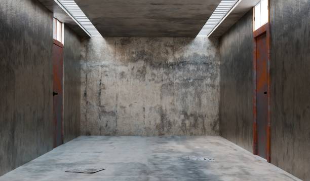 istock Empty room with cement wall, room with light and stains, old wall, 3d illustration 2202094599