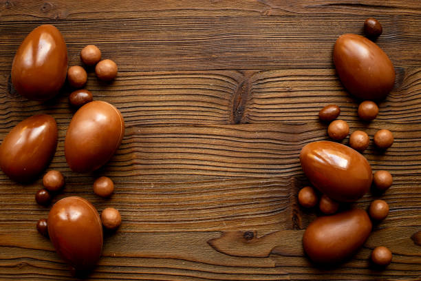 istock Chocolate background - various chocolate eggs and candies, top view 2202099917