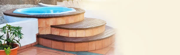 istock Banner of hot tub bathtub. Copy space. 2202101657