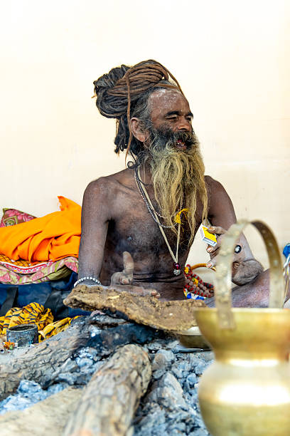 istock spiritually enlightened naga saint with joyful expressions at mahakumbh 2202102999