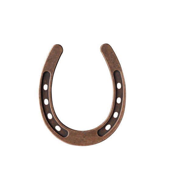 istock Metal decorative horseshoe isolated on white background. 2202105997