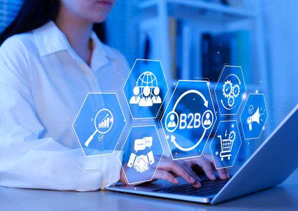 istock B2B business strategy concept. Business professional working with B2B interface on laptop, conceptualizing strategy, partnership, targets in business to business services. E-commerce, B2B Marketing, 2202106039