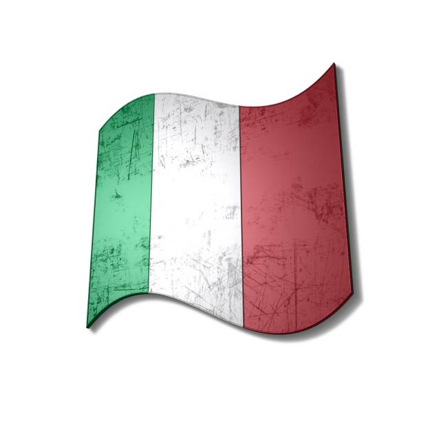 Bandiera Italia con forma tridimensionale e sfondo bianco
