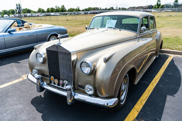 Chicago, Illinois, USA - September 08, 2024: Rolls Royce Silver Cloud III 1963 vehicle, corner view. Retro vintage car. Rolls Royce Silver Cloud car. Rolls Royce Silver Cloud at Chicago