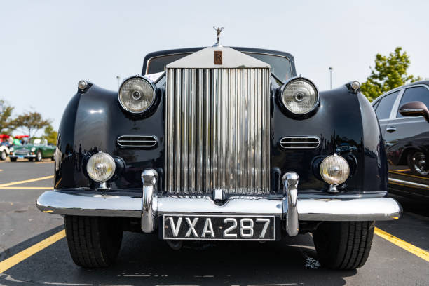 Chicago, Illinois, USA - September 08, 2024: Rolls Royce Silver Wraith vehicle, front view. Retro vintage car. Rolls Royce Silver Wraith car. Rolls Royce Silver Wraith at Chicago