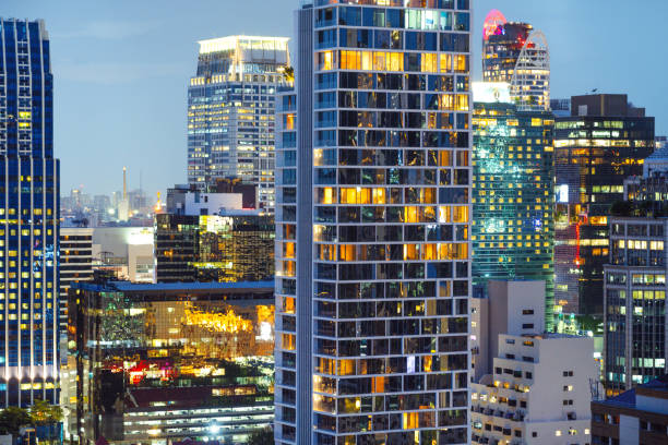 istock Illuminated Skyline of Downtown Bangkok at Dusk From Elevated Viewpoint 2202116023