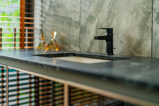 Marble slab bathroom sink counter