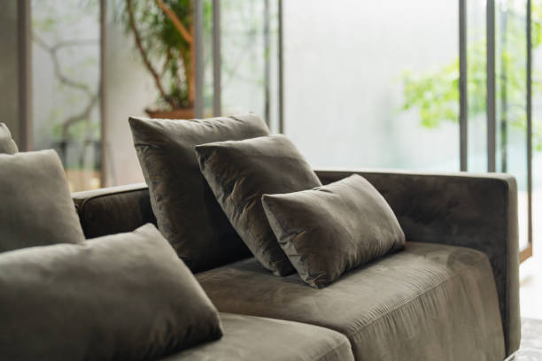 istock Home interior Abstract Design of Upholstered Pillows Home decor, interior design and luxury furniture background, sofa and pillow detail. 2202118350
