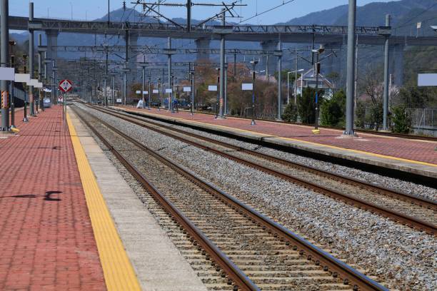 istock Railroad tracks in South Korea 2202119679