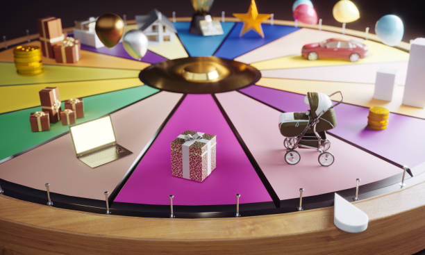 istock Wheel of fortune with rewards 2202121169