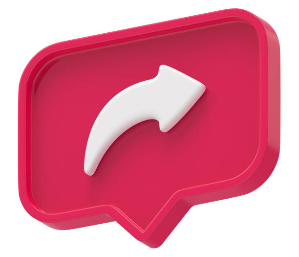 3d shape hashtag arrow social media notification rectangle icon isolated white background 3D rendering