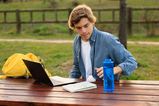 istock Digital nomad enjoying a break in nature. Madrid, Spain. 2202131062