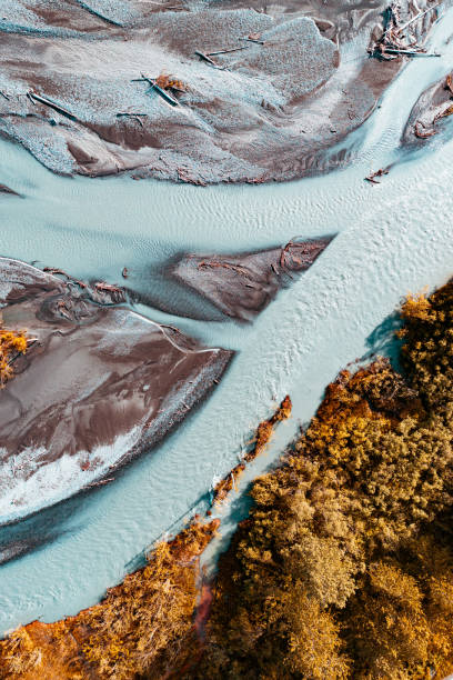 istock Top down view of glacial river in Alaska 2202132625