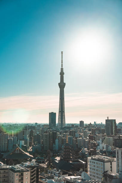 Tokyo skytree standing tall over the cityscape on a sunny day, showcasing the modern architecture and urban landscape of tokyo, japan