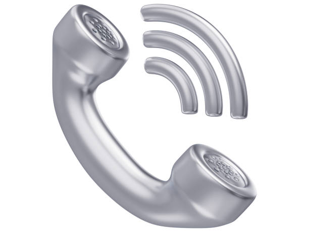 This image shows a close up view of a silver tone cordless push button telephone receiver.