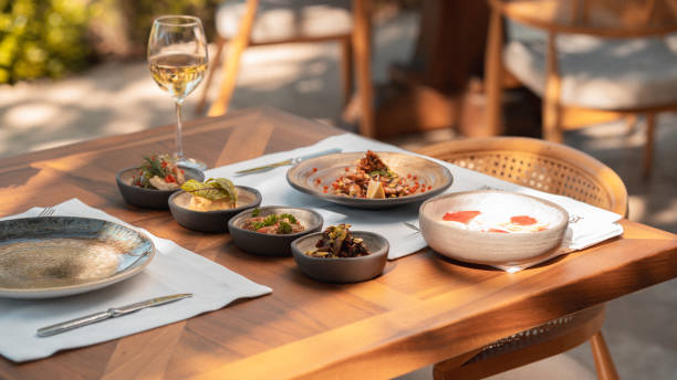 Delicious Turkish Meze Selection on a Wooden Table