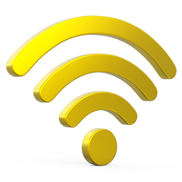 istock Wifi wireless network golden colorful 3d icon symbol isolated white background 2202152639