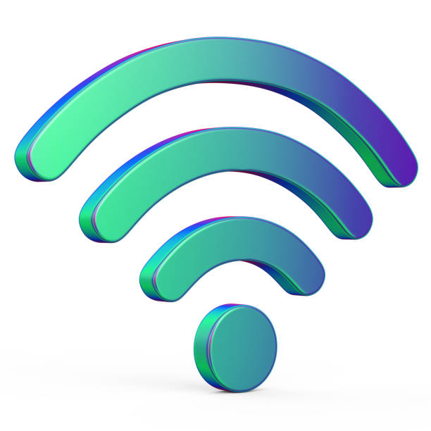 istock Wifi wireless network gradient green and blue colorful 3d icon symbol isolated white background 2202152694