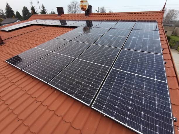 istock Solar panels are installed on the roof 2202156095