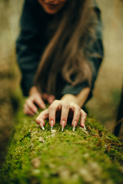 Art on her nails stock photo
