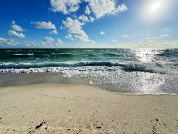 Boardwalk in Miami, Florida. Miami is one of the most popular tourist destinations in the United States, with a warm climate, beautiful beaches, and easy-to-walk promenades.