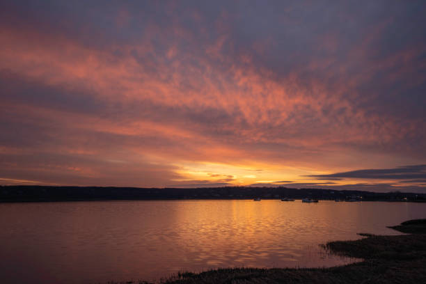 istock Colorful winter sunset at Mt Sinai Harbor #1 2202170547