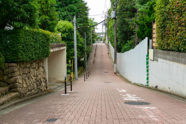 A slope that looks like a valley in a residential area