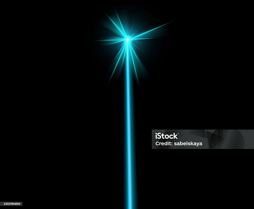 Blue Laser Beam On Black Background Glowing Neon Light Laser Ray From ...