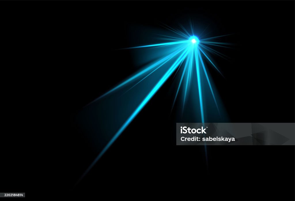Blue Laser Beams From Explosion Burst Energy Effect Vector Illustration ...