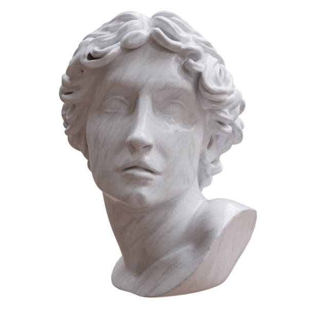 statua della dea greca afrodite isolata su bianco, testa di marmo di venere - venere di milo foto e immagini stock