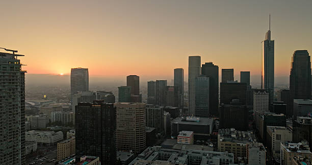 istock Downtown Los Angeles, CA at Sunset - Drone Shot 2202189977