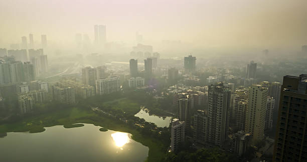 istock Malad, Mumbai under a Smoggy Sky - Aerial View 2202190196