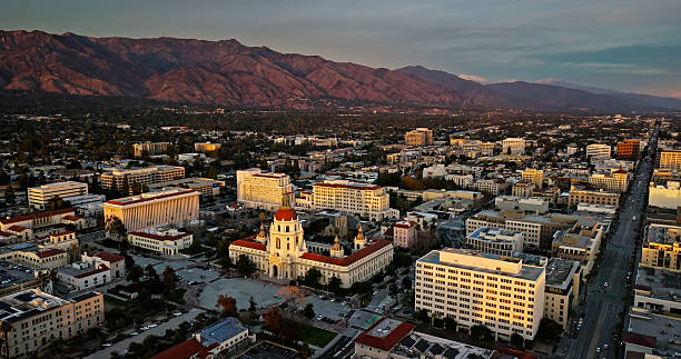 istock High Angle View of Pasadena City Hall with San Gabriel Mountains Beyond 2202190676