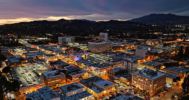 istock Aerial Photograph of Downtown Pasadena - Night 2202190689