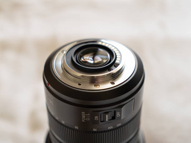 Camera lens close-up studio product showcase indoor macro view detail focus
