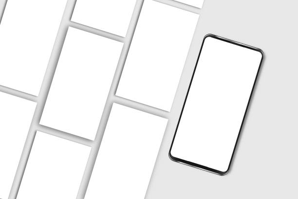 istock Smartphone mockup with social media stories interface mockup. Mobile app page template design for user carousel post feed. Vector illustration design interface empty template on social network 2202198490
