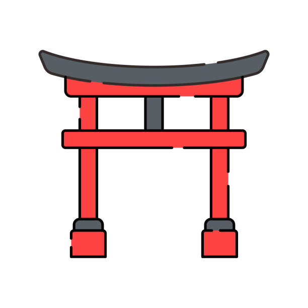 istock Torii Gate Flat design style, red Japanese shrine gate, symbolizing the entrance to sacred Shinto sites, ideal for cultural designs, travel content, and spiritual graphics. 2202201628