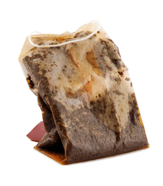 istock Used tea bag isolated on white background. 2202206014
