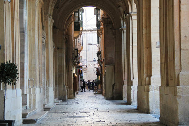 Valletta, Malta - December 19 2022: National Library of Malta in Valletta Old Town