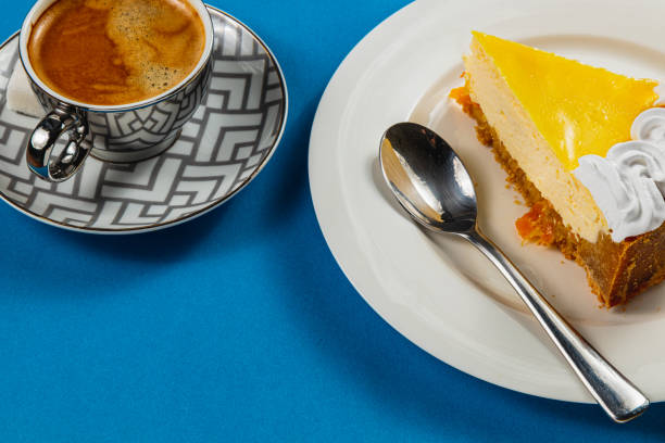 istock Indulging in freshly made orange cheesecake with rich espresso delights 2202207084
