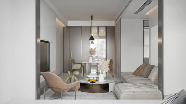 istock Modern Open Plan Living and Dining Room with Stylish Decor 2202211425