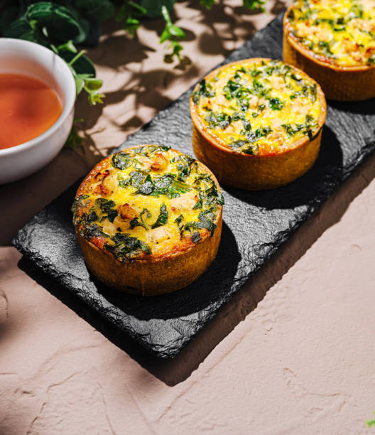 istock Savory spinach and cheese muffins on a serving platter 2202212562