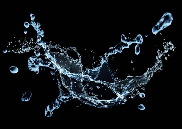 istock 3d illustration of abstract blue water splashes on black background 2202217330