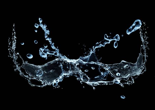 istock 3d illustration of abstract blue water splashes on black background 2202217334