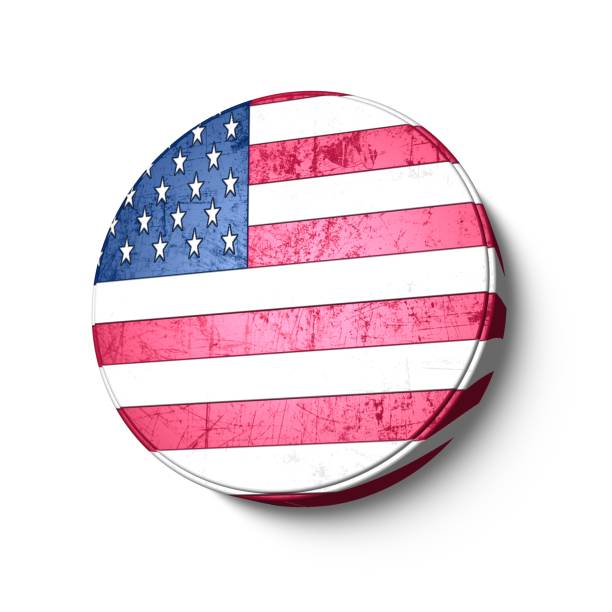 Bandiera USA con forma tridimensionale e sfondo bianco